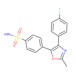 Cc1nc(-c2ccc(F)cc2)c(-c2ccc(S(N)(=O)=O)cc2)o1 ZINC000013436264