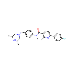 Cc1nc(-c2ccc(F)cc2)ccc1C(=O)N(C)c1ccc(CN2C[C@H](C)N[C@H](C)C2)cc1 ZINC000095598564