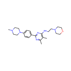 Cc1nc(-c2ccc(N3CCN(C)CC3)cc2)nc(NCCN2CCOCC2)c1C ZINC000205236389