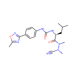 Cc1nc(-c2ccc(NC(=O)N[C@@H](CC(C)C)C(=O)N(C)N(C)C#N)cc2)no1 ZINC000066113393