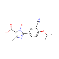 Cc1nc(-c2ccc(OC(C)C)c(C#N)c2)n(O)c1C(=O)O ZINC000205076238