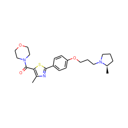 Cc1nc(-c2ccc(OCCCN3CCC[C@H]3C)cc2)sc1C(=O)N1CCOCC1 ZINC000141369192