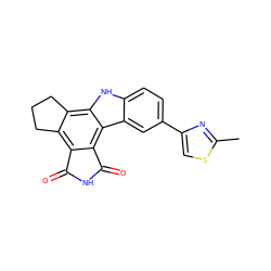 Cc1nc(-c2ccc3[nH]c4c5c(c6c(c4c3c2)C(=O)NC6=O)CCC5)cs1 ZINC000028897029