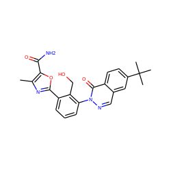 Cc1nc(-c2cccc(-n3ncc4cc(C(C)(C)C)ccc4c3=O)c2CO)oc1C(N)=O ZINC000143473783