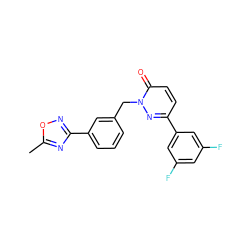 Cc1nc(-c2cccc(Cn3nc(-c4cc(F)cc(F)c4)ccc3=O)c2)no1 ZINC000146475310