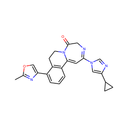 Cc1nc(-c2cccc3c2CCN2C(=O)CN=C(n4cnc(C5CC5)c4)C=C32)co1 ZINC000149014402