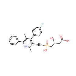 Cc1nc(-c2ccccc2)c(C)c(-c2ccc(F)cc2)c1C#C[P@](=O)(O)C[C@H](O)CC(=O)O ZINC000026675505