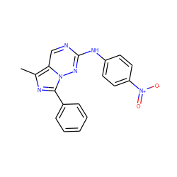 Cc1nc(-c2ccccc2)n2nc(Nc3ccc([N+](=O)[O-])cc3)ncc12 ZINC000045484460