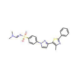 Cc1nc(-c2ccccc2)sc1-c1ccn(-c2ccc(S(=O)(=O)/N=C/N(C)C)cc2)n1 ZINC000653912221