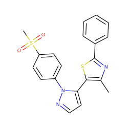 Cc1nc(-c2ccccc2)sc1-c1ccnn1-c1ccc(S(C)(=O)=O)cc1 ZINC000653916013