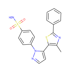 Cc1nc(-c2ccccc2)sc1-c1ccnn1-c1ccc(S(N)(=O)=O)cc1 ZINC000653912114