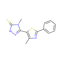 Cc1nc(-c2ccccc2)sc1-c1n[nH]c(=S)n1C ZINC000005721793