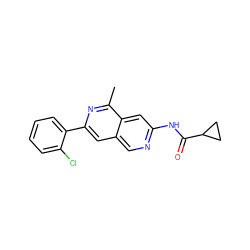 Cc1nc(-c2ccccc2Cl)cc2cnc(NC(=O)C3CC3)cc12 ZINC000169700068