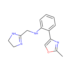 Cc1nc(-c2ccccc2NCC2=NCCN2)co1 ZINC000013438349