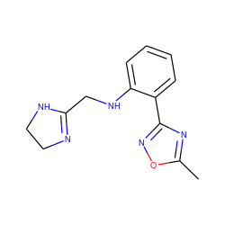 Cc1nc(-c2ccccc2NCC2=NCCN2)no1 ZINC000013438378