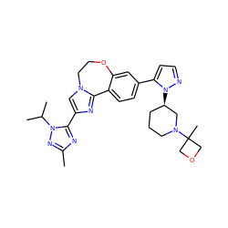 Cc1nc(-c2cn3c(n2)-c2ccc(-c4ccnn4[C@@H]4CCCN(C5(C)COC5)C4)cc2OCC3)n(C(C)C)n1 ZINC000204424833