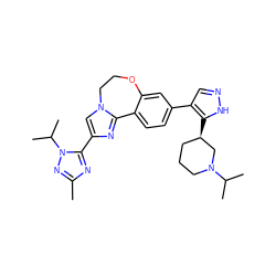 Cc1nc(-c2cn3c(n2)-c2ccc(-c4cn[nH]c4[C@@H]4CCCN(C(C)C)C4)cc2OCC3)n(C(C)C)n1 ZINC000204426865