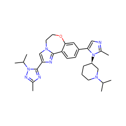 Cc1nc(-c2cn3c(n2)-c2ccc(-c4cnc(C)n4[C@@H]4CCCN(C(C)C)C4)cc2OCC3)n(C(C)C)n1 ZINC000204428283