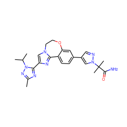 Cc1nc(-c2cn3c(n2)-c2ccc(-c4cnn(C(C)(C)C(N)=O)c4)cc2OCC3)n(C(C)C)n1 ZINC000068267049