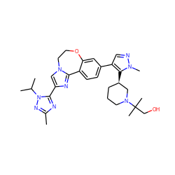 Cc1nc(-c2cn3c(n2)-c2ccc(-c4cnn(C)c4[C@@H]4CCCN(C(C)(C)CO)C4)cc2OCC3)n(C(C)C)n1 ZINC000203793474