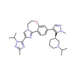 Cc1nc(-c2cn3c(n2)-c2ccc(-c4cnn(C)c4[C@@H]4CCCN(C(C)C)C4)cc2OCC3)n(C(C)C)n1 ZINC000204423894