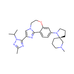 Cc1nc(-c2cn3c(n2)-c2ccc(N4CCC[C@@]45CCCN(C)C5)cc2OCC3)n(C(C)C)n1 ZINC000204420213