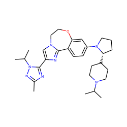 Cc1nc(-c2cn3c(n2)-c2ccc(N4CCC[C@@H]4C4CCN(C(C)C)CC4)cc2OCC3)n(C(C)C)n1 ZINC000204423339