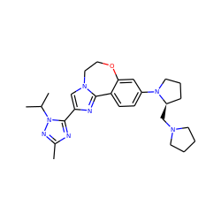 Cc1nc(-c2cn3c(n2)-c2ccc(N4CCC[C@H]4CN4CCCC4)cc2OCC3)n(C(C)C)n1 ZINC000145612269