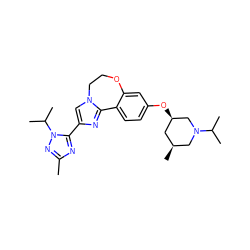 Cc1nc(-c2cn3c(n2)-c2ccc(O[C@@H]4C[C@H](C)CN(C(C)C)C4)cc2OCC3)n(C(C)C)n1 ZINC000204428848