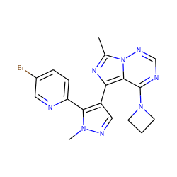 Cc1nc(-c2cnn(C)c2-c2ccc(Br)cn2)c2c(N3CCC3)ncnn12 ZINC000169697402