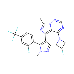 Cc1nc(-c2cnn(C)c2-c2ccc(C(F)(F)F)cc2F)c2c(N3CC(F)C3)ncnn12 ZINC000169697406