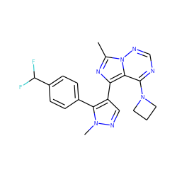 Cc1nc(-c2cnn(C)c2-c2ccc(C(F)F)cc2)c2c(N3CCC3)ncnn12 ZINC000169697377