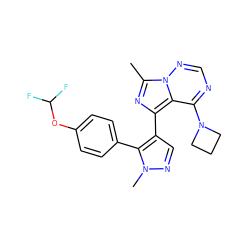 Cc1nc(-c2cnn(C)c2-c2ccc(OC(F)F)cc2)c2c(N3CCC3)ncnn12 ZINC000169697393