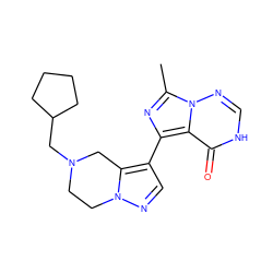 Cc1nc(-c2cnn3c2CN(CC2CCCC2)CC3)c2c(=O)[nH]cnn12 ZINC001772588570