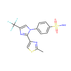 Cc1nc(-c2nc(C(F)(F)F)cn2-c2ccc(S(N)(=O)=O)cc2)cs1 ZINC000003814633