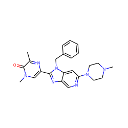 Cc1nc(-c2nc3cnc(N4CCN(C)CC4)cc3n2Cc2ccccc2)cn(C)c1=O ZINC001772606194