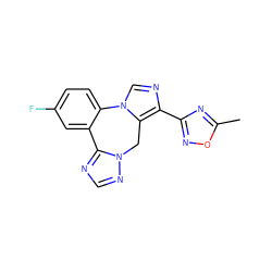 Cc1nc(-c2ncn3c2Cn2ncnc2-c2cc(F)ccc2-3)no1 ZINC000049000050