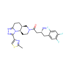 Cc1nc(-c2nnc3n2[C@@H]2CCN(C(=O)C[C@H](N)Cc4cc(F)c(F)cc4F)C[C@@H]2CC3)cs1 ZINC001772618315