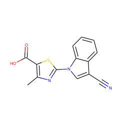 Cc1nc(-n2cc(C#N)c3ccccc32)sc1C(=O)O ZINC000113276370