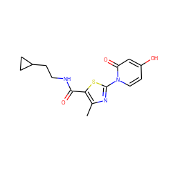 Cc1nc(-n2ccc(O)cc2=O)sc1C(=O)NCCC1CC1 ZINC000103230938