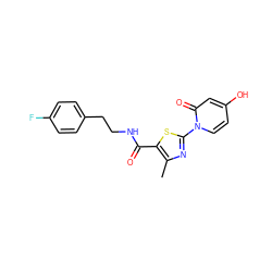 Cc1nc(-n2ccc(O)cc2=O)sc1C(=O)NCCc1ccc(F)cc1 ZINC000103230926