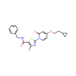 Cc1nc(-n2ccc(OCCC3CC3)cc2=O)sc1C(=O)NCc1ccccc1 ZINC000103230886