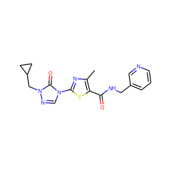 Cc1nc(-n2cnn(CC3CC3)c2=O)sc1C(=O)NCc1cccnc1 ZINC000113381238