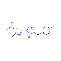 Cc1nc(-n2cnn(Cc3ccc(F)cc3)c2=O)sc1C(N)=O ZINC000113633196