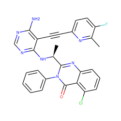 Cc1nc(C#Cc2c(N)ncnc2N[C@@H](C)c2nc3cccc(Cl)c3c(=O)n2-c2ccccc2)ccc1F ZINC000219095125