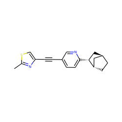 Cc1nc(C#Cc2ccc([C@@H]3C[C@H]4CC[C@H]3C4)nc2)cs1 ZINC000261095423