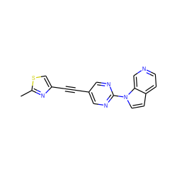 Cc1nc(C#Cc2cnc(-n3ccc4ccncc43)nc2)cs1 ZINC000137290784