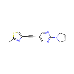 Cc1nc(C#Cc2cnc(N3CC=CC3)nc2)cs1 ZINC000137291047