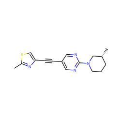 Cc1nc(C#Cc2cnc(N3CCC[C@@H](C)C3)nc2)cs1 ZINC000115644422