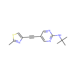 Cc1nc(C#Cc2cnc(NC(C)(C)C)nc2)cs1 ZINC000115644677